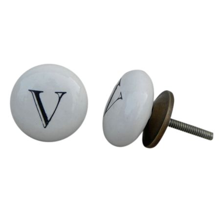 V Alphabet Ceramic Dresser Knob