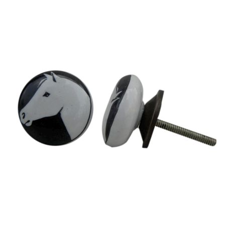 White Horse Face Ceramic Knob