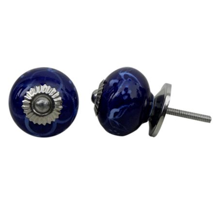 Navy Blue Flower Knob (1)