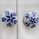 Blue Floral Flat Knob