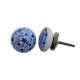 Blue Floral Flat Knob