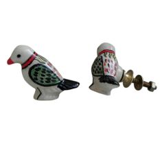 White Crackle Bird Knob