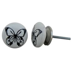 Black Butterfly Ceramic Cabinet Knob