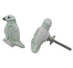 Green Feather Bird Knob
