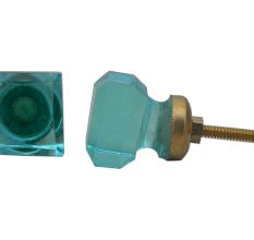 Turquoise Square Small Glass Dresser Knobs