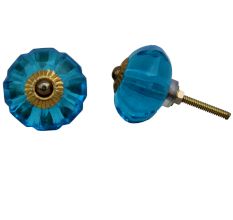 Turquoise Melon Glass Knob (1)