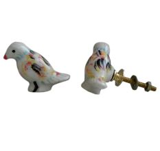 White Multicolored Feathered Bird Knob