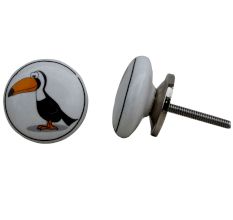 Toucan Bird White Ceramic Knob