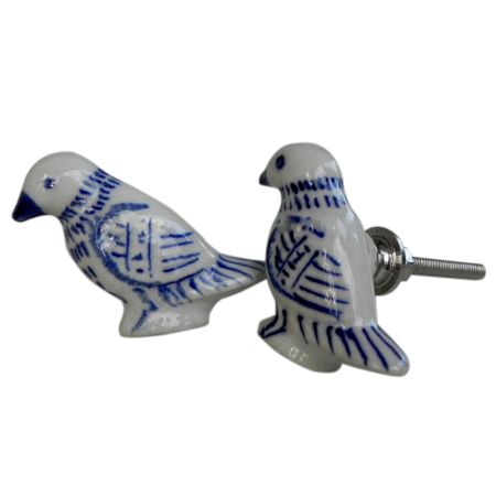 Blue Feather Bird Knob