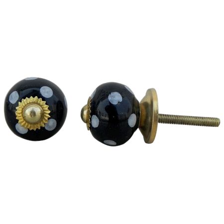 White Dotted Small Ceramic Wardrobe Knob