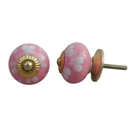 Peach White Heart  Knob