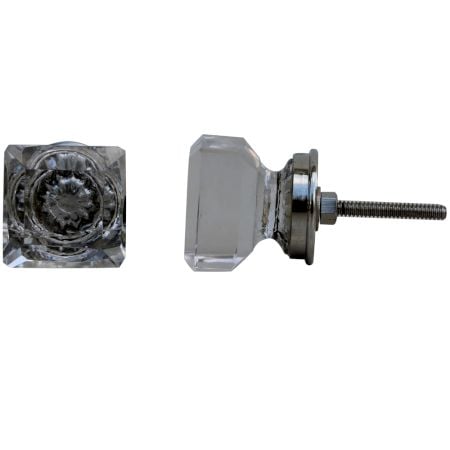 Clear Silver Square Drawer Knobs