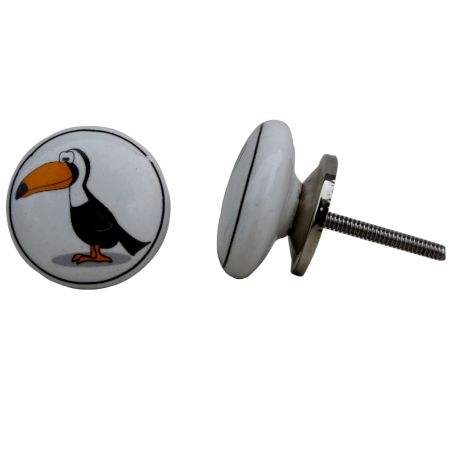 Toucan Bird White Ceramic Knob