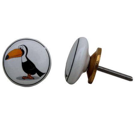 Toucan Bird White Ceramic Knob