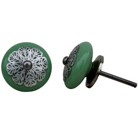 Pea Green Strewn Flat Knob
