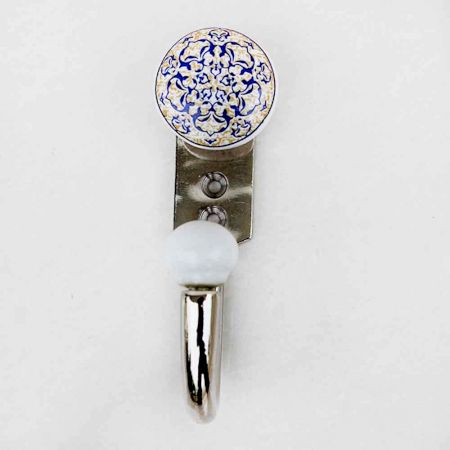 Blue Floral Flat Decorative Wall Hooks