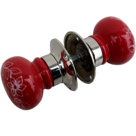 Daffodil Red Mortice Door Handles 2.25