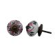 Black Pink Floral Crackle Ceramic Dresser Knob