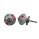 White Red Floral Crackle Ceramic Cabinet Knob