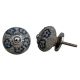 Slate Blue Floral Crackle Ceramic Dresser Knob