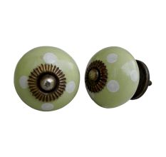 Light Green Dotted Ceramic Knob