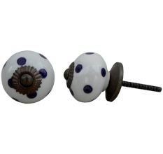 White Dark Purple Dotted Ceramic Furniture Knob