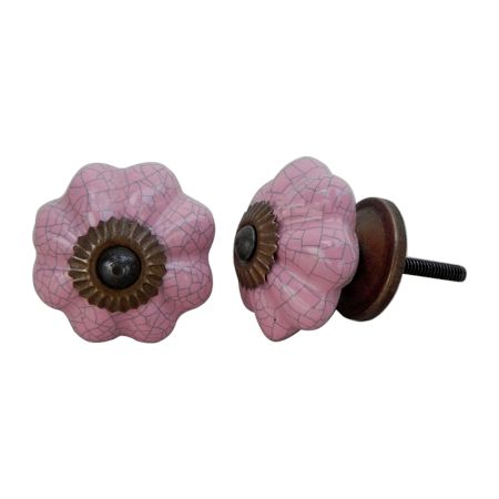 Pink Melon Crackle Ceramic Drawer Knob Online