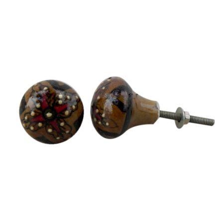 Mustard Big Floral Ceramic Bulb Almirah Knob