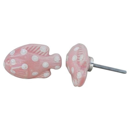 Pink Polka Dot Fish Knob