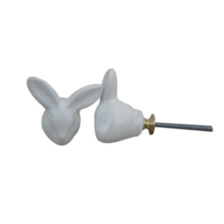 White Rabbit Face Ceramic Knob