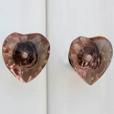 Pink Heart Glass Knob Big