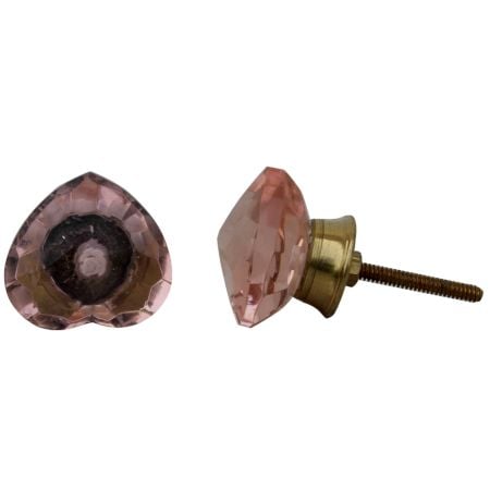 Pink Heart Glass Knob Big