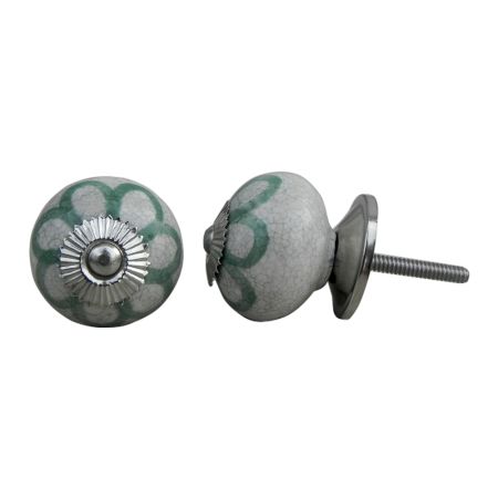 Green Sunflower Crackle Cabinet Knob