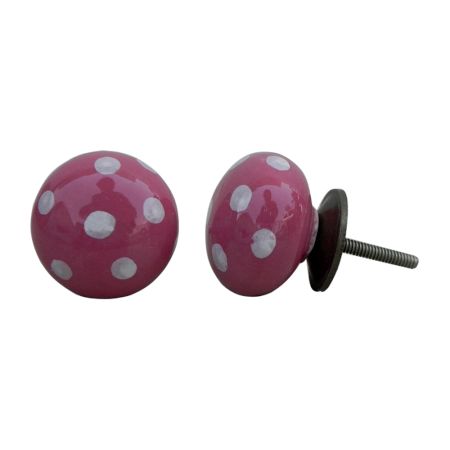 Handmade Dark Pink Dotted Cabinet Knob
