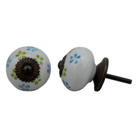 Turquoise Lime Floral Knob (1)