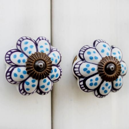 Turquoise Purple Melon Ceramic Knob