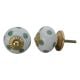 White Smoky Green Polka Ceramic Furniture Knob