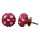 Red White Polka Ceramic Wardrobe Knob