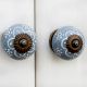 Grey Floral Ceramic Knob