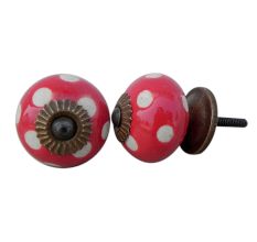 Red Etched Ceramic Knob 14