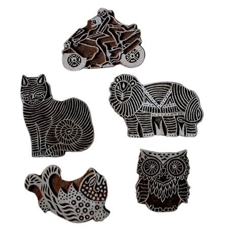 Set  of 5 Piece New Wooden Printing Block