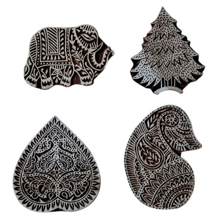 Set  of 4 Piece New Wooden Printing Block