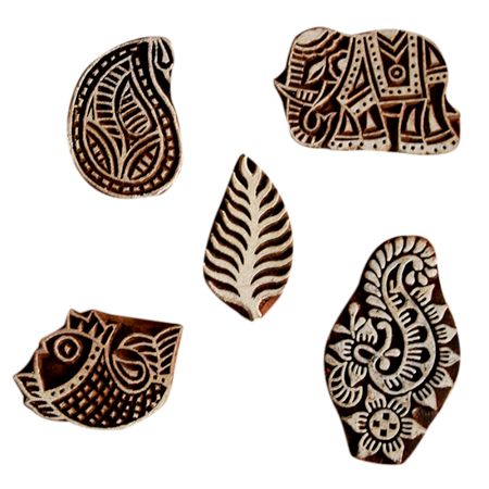 Set  of 5 Piece New Wooden Printing Block
