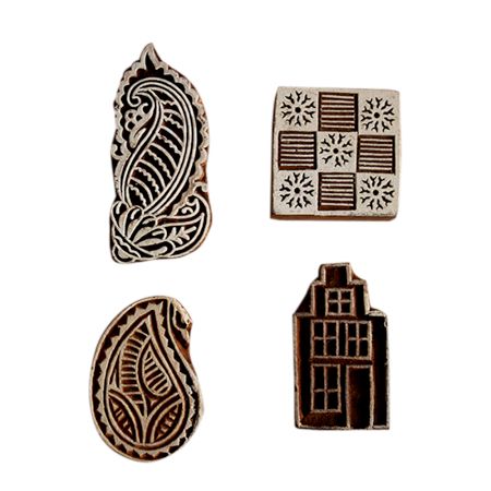 Set  of 4 Piece New Wooden Printing Block