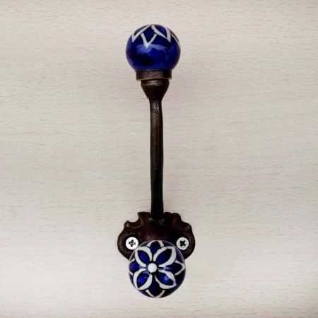Navy Blue Floral Iron Hook-EHG-23