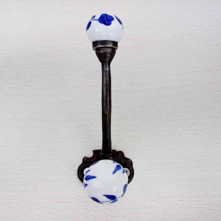 Navy Blue Floral Iron Hook-EHG-27