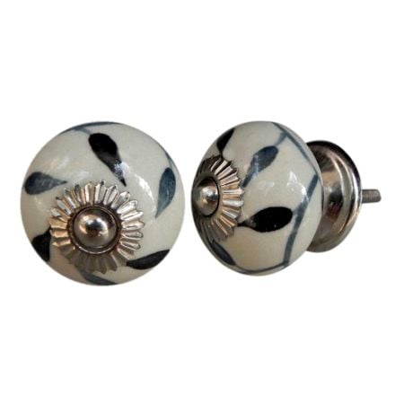 Grey Black Leaf Knob