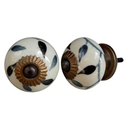 Grey Black Leaf Knob