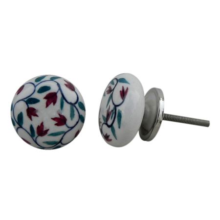 Cherry Floral Flat Knob