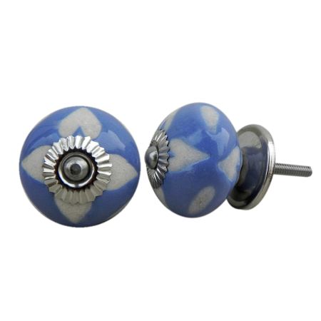 Slate Blue Etched Ceramic Knob-31